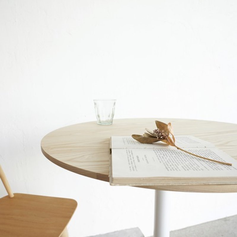 White Steel/Solid white ash/Diameter 60cm/Solid ASH/Cafe table/Round table/RoundTable - Other Furniture - Wood 