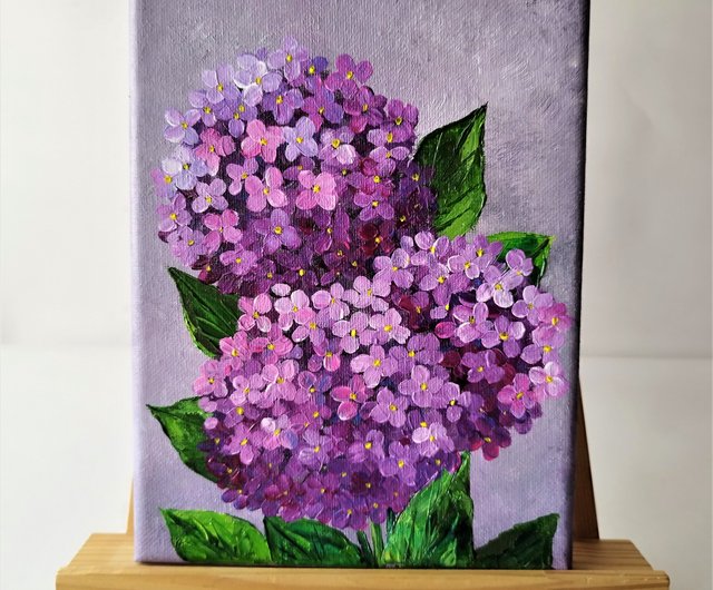 テクスチャーアート 紫陽花・ホワイトグレー＊キャンバス