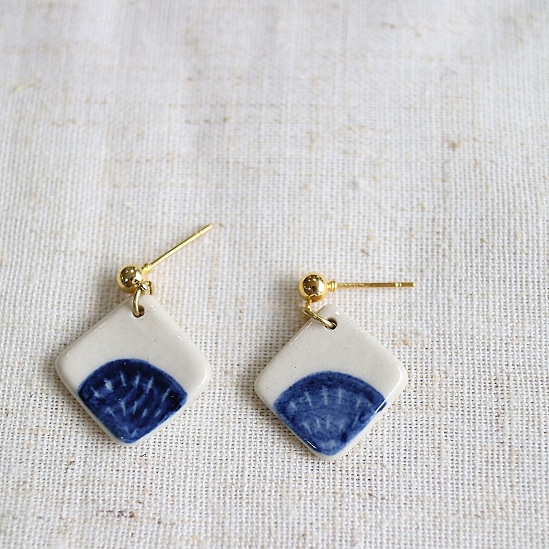 square earring 1 - Earrings & Clip-ons - Pottery 