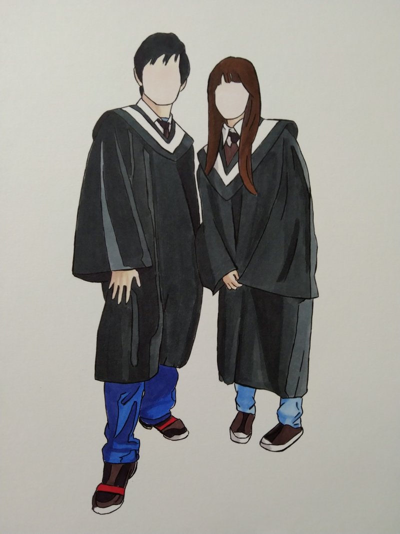 色塊畫 / 線條畫 / 無臉畫 / 人像畫 / 麥克筆畫 / 手繪 - 似顏繪/客製畫 - 紙 