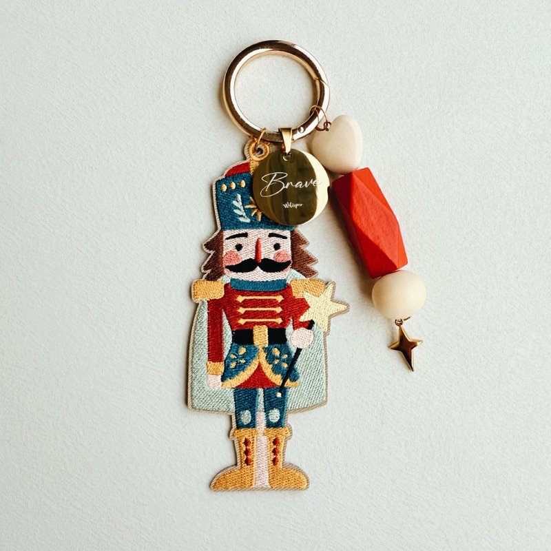 Brave German Nutcracker Soldier Embroidered Charm - พวงกุญแจ - งานปัก 