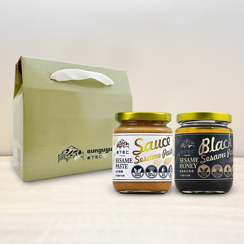 Black and white sesame paste 240g gift box set - Jams & Spreads - Glass 