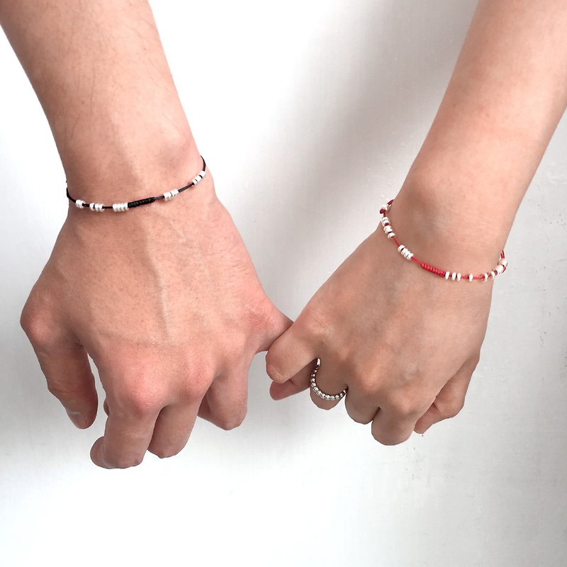 姻緣手鍊|珠珠手鍊|情侶手鍊|銀珠手繩|情人節禮物 (套裝) - 手鍊/手環 - 銀 