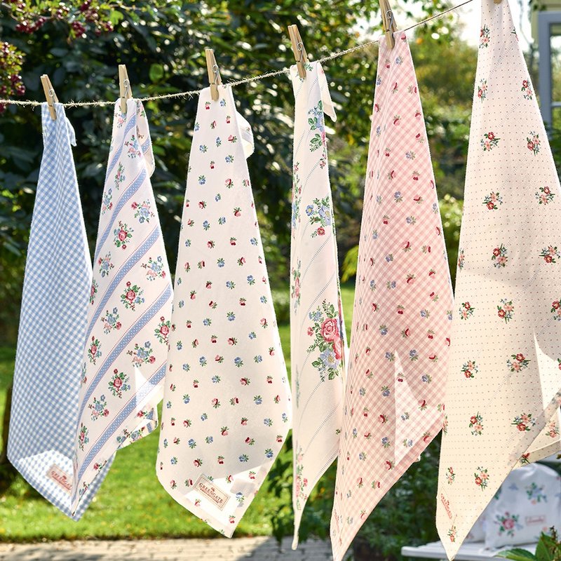 Danish GreenGate Roberta pale pink table runner/cloth napkin - ผ้ารองโต๊ะ/ของตกแต่ง - ผ้าฝ้าย/ผ้าลินิน สึชมพู