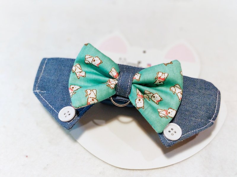 Pet cat and dog-shaped shirt collar pot with buckle neck strap - Collars & Leashes - Cotton & Hemp 
