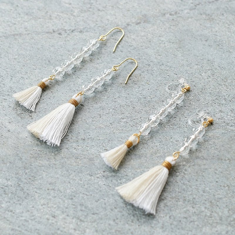 Tassel earrings water drop /clear - Earrings & Clip-ons - Acrylic White