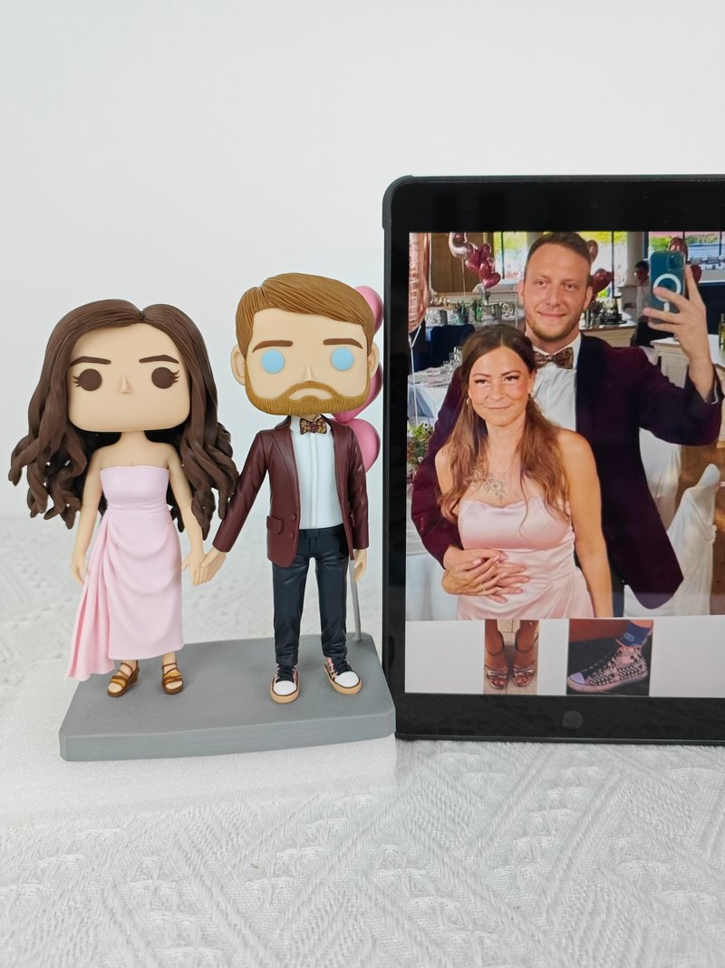 客製化3D人像公仔 訂製手工Funko Pop情侶父母夫妻結婚週年禮物 - 公仔/玩偶 - 黏土 多色