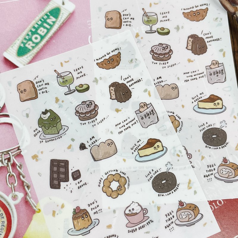 Transfer Stickers Pressure Sensitive Stickers-2 sheets for a tired dessert shop - Stickers - Plastic 