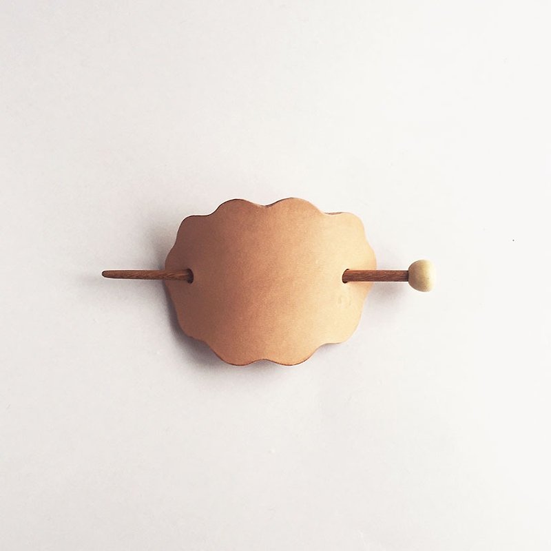 Hairpin and leather Tochigi leather cloud - Hair Accessories - Genuine Leather Khaki