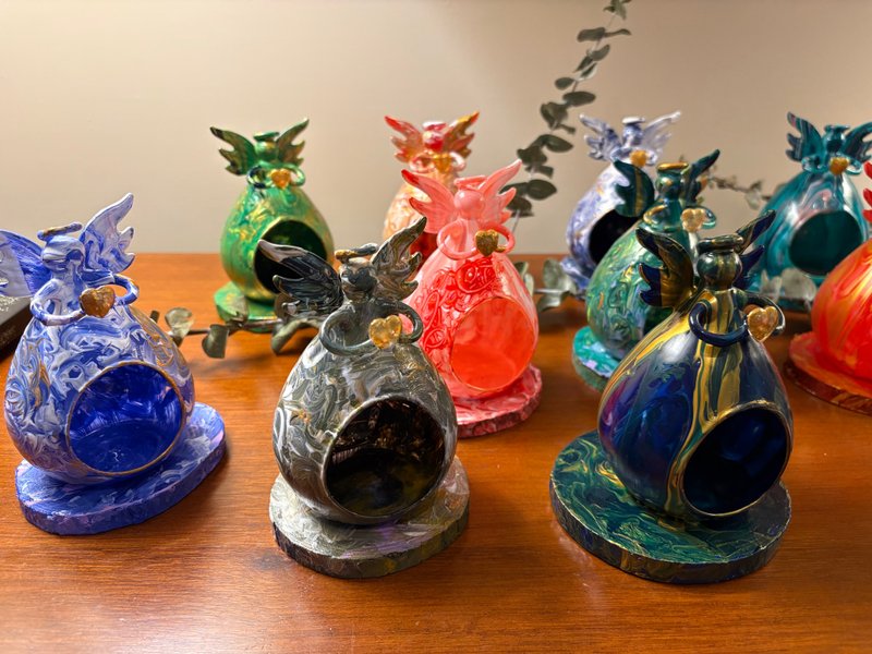 MioAngel 小天使燈 燭台 玻璃 聖誕 交換 禮物 線燈 - 香氛蠟燭/燭台 - 玻璃 多色