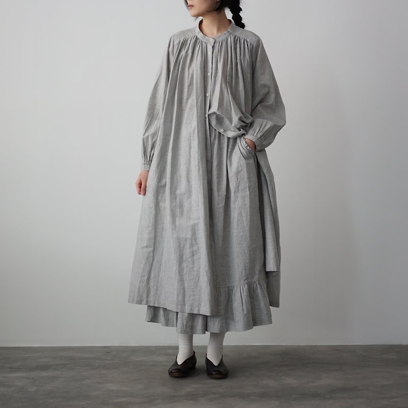 2 Way Dress Grey - ชุดเดรส - ผ้าฝ้าย/ผ้าลินิน สีเทา