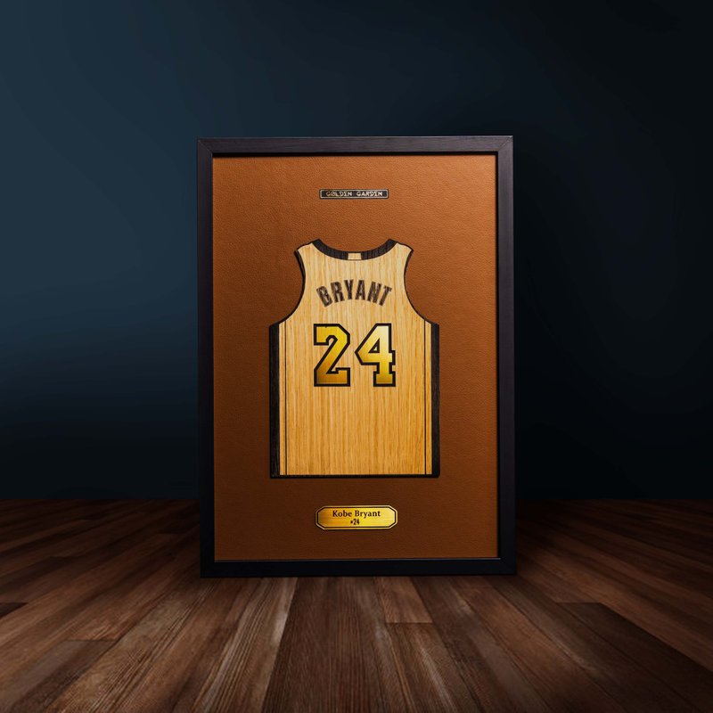 [Hot-Blooded Customized Gift] Jersey Engraving and Hanging Picture - Brown Leather Background Model - Posters - Other Materials Brown