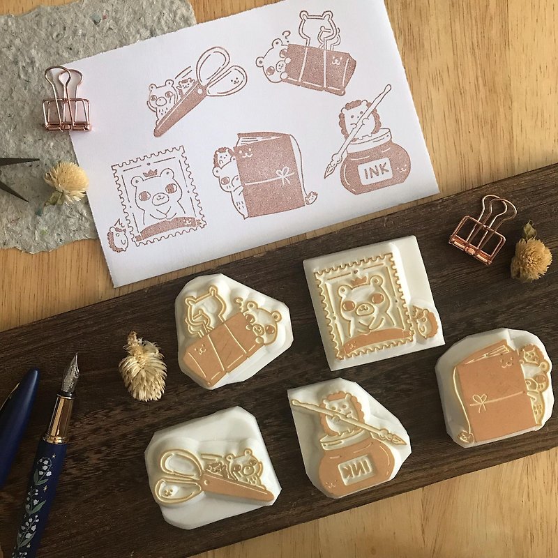 Hand-made rubber stamps-Peanut Bear and A Chong Stationery World 2.0 - Stamps & Stamp Pads - Rubber 