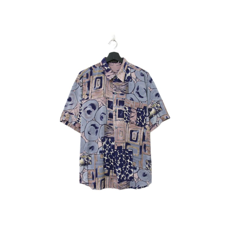 Back to Green-絲滑花襯衫 不規則圖騰 sw-03/vintage shirt - 男襯衫/休閒襯衫 - 聚酯纖維 