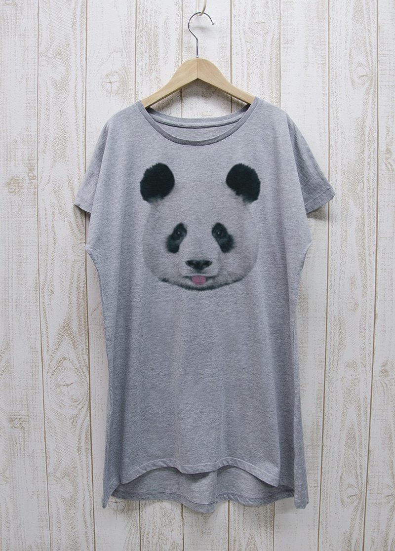 ronronPANDA ワンピースTee　Beh　ヘザーグレー / R024-O-GR - 洋裝/連身裙 - 棉．麻 灰色