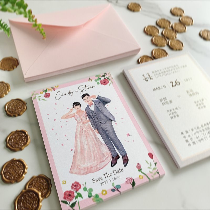【似顏繪插畫喜帖設計】電子檔 | 另有印刷服務 | 送限定畫框 - 電子喜帖/賀卡/邀請函 - 其他材質 