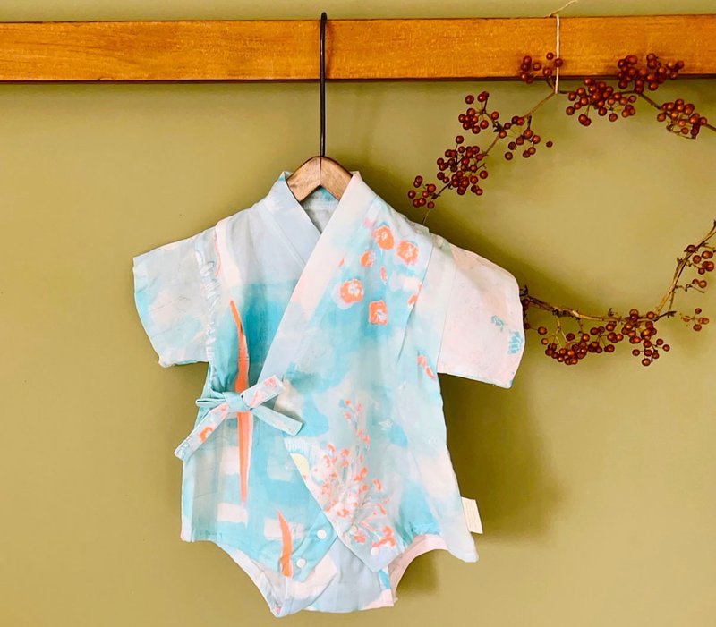 Monet's Pond handmade organic cotton double yarn Jinbei - Onesies - Cotton & Hemp Multicolor