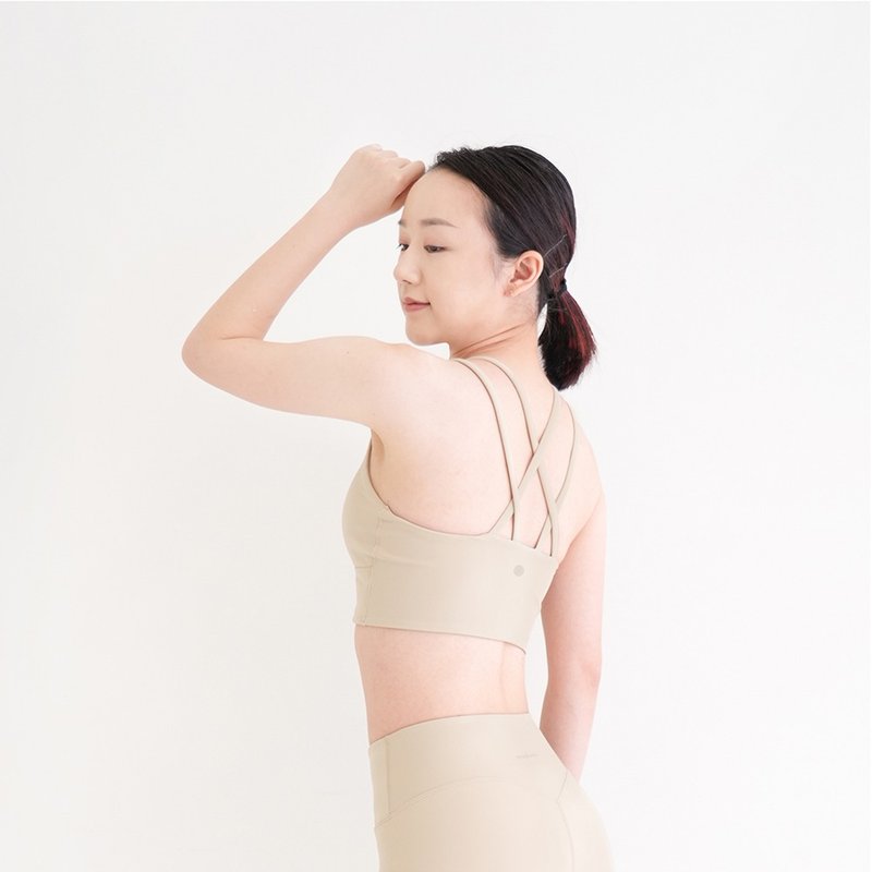 【Mukasa】DURABLE 高領削肩日生背心 - 蜂蜜奶茶 - MUK-23032 - 女運動上衣/背心 - 其他材質 卡其色