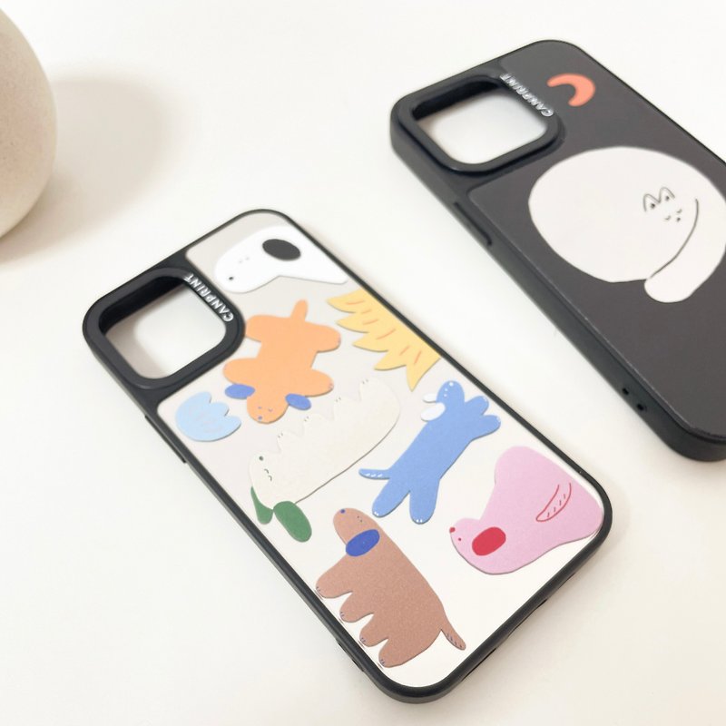 Miii illustrator joint color puppy phone case mirror phone case Taiwan design 222 - เคส/ซองมือถือ - เรซิน สีใส