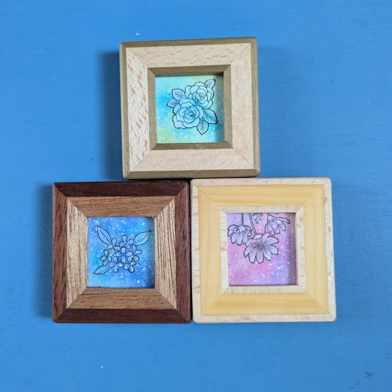 [Minikko Frame/Original Artwork] Roses, Cosmos, Sweet Osmanthus - โปสเตอร์ - ไม้ หลากหลายสี