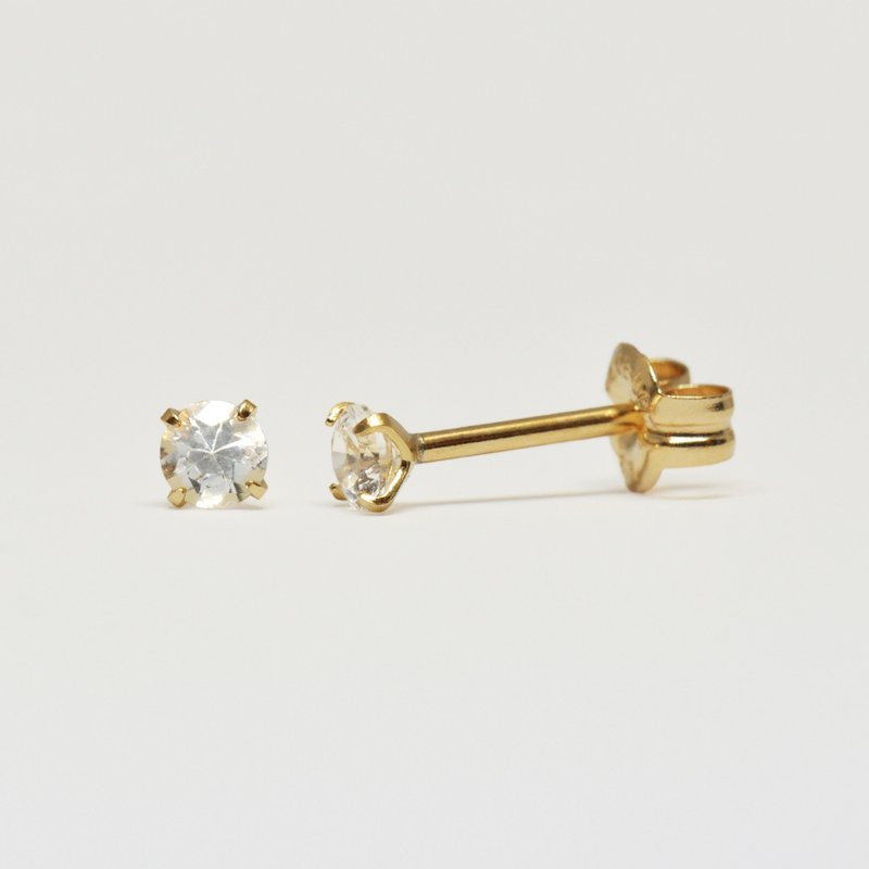 【Second Earrings】 18K 黃金白藍寶石耳環 - 耳環/耳夾/耳骨夾 - 貴金屬 