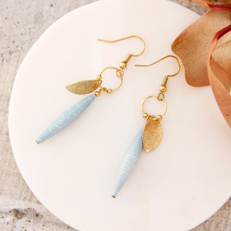 Musev Powder Small Light Blue Spindle Earrings - Earrings & Clip-ons - Paper Blue