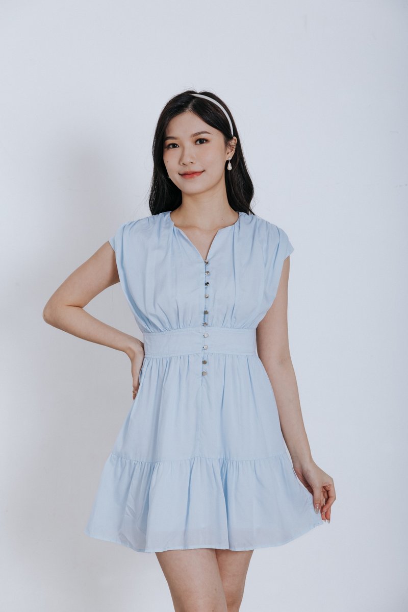 Cinnamon blue dress - ชุดเดรส - เส้นใยสังเคราะห์ สีน้ำเงิน