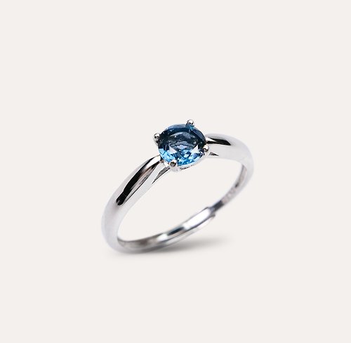 安的珠寶 AND Jewel AND 托帕石 藍色 圓形 5mm 戒指蛻變系列 Center 天然寶石