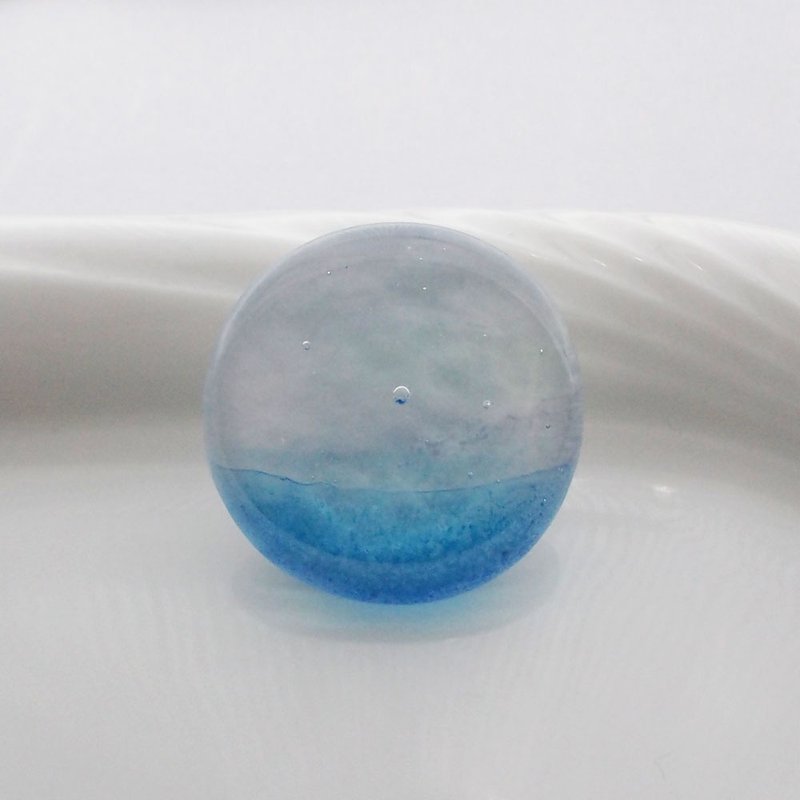 空と海　ガラス　帯留め　ヘアゴム - 其他 - 玻璃 藍色