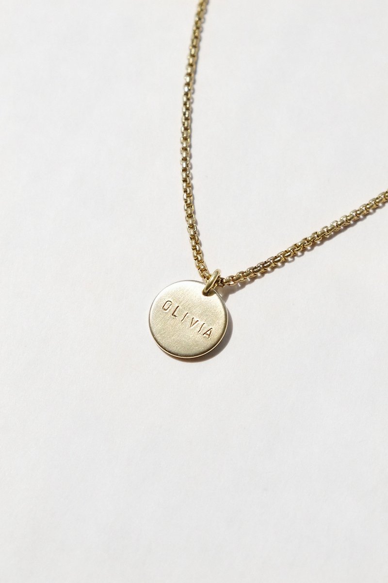 Customized Brass Alphabet Necklace-L Customized Bronze Letter Necklace-Large - สร้อยคอ - ทองแดงทองเหลือง สีทอง