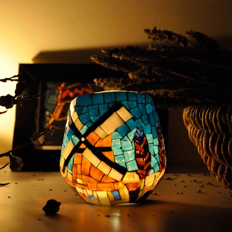普羅旺斯薰衣草燭臺 手工製作馬賽克彩色玻璃燭臺 浪漫情人節禮物 - 香氛蠟燭/燭台 - 玻璃 