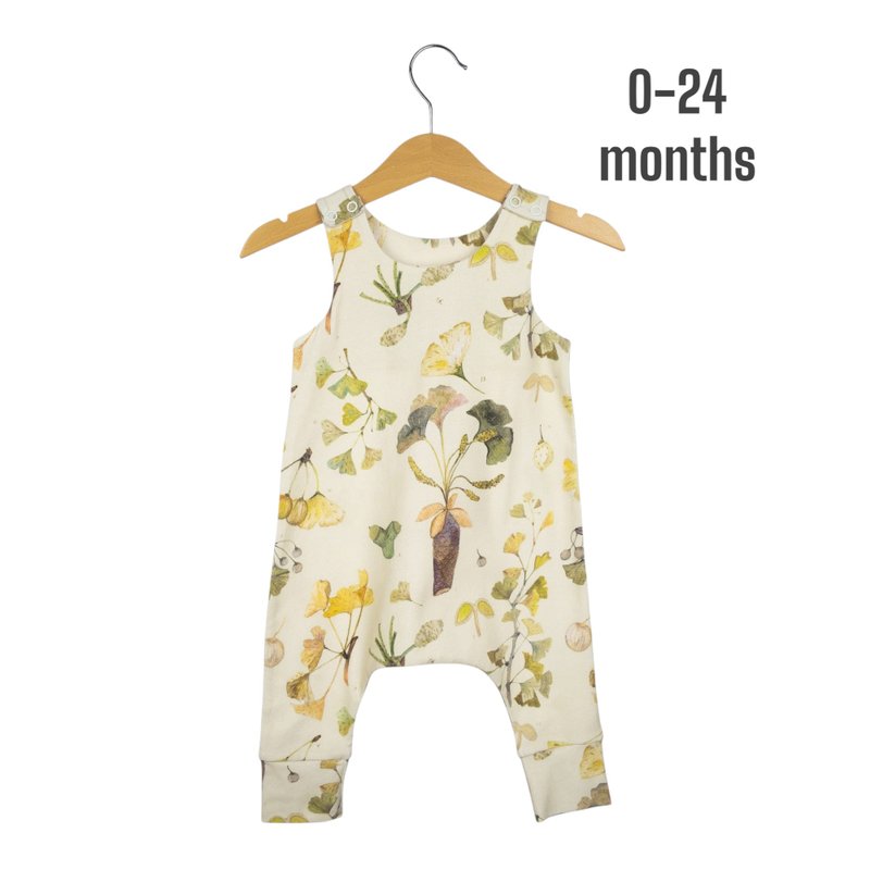 Herbarium baby romper, baby boy romper, baby girl romper, baby overalls - 包屁衣/連身衣 - 棉．麻 多色