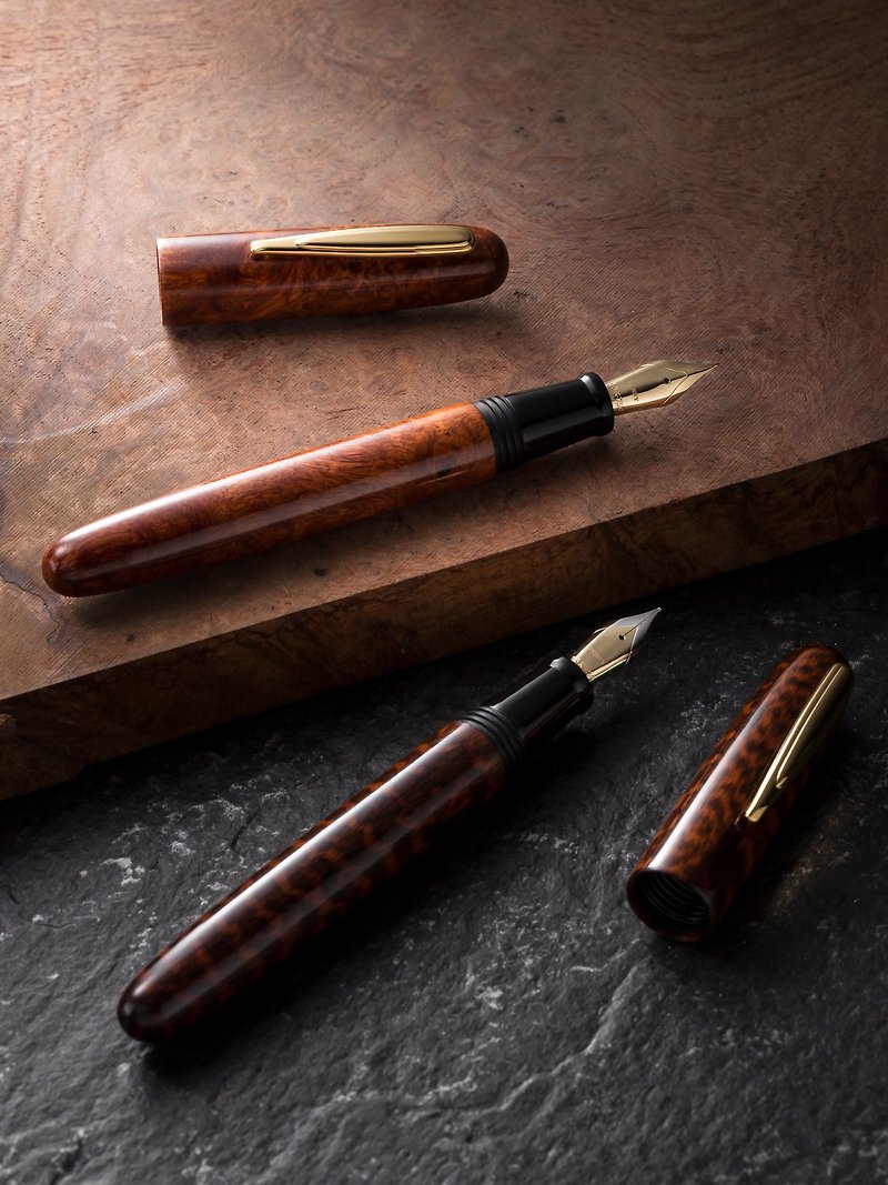 [Top Raw Lacquer Series] Handmade Wooden Pen / Burmese Rosewood Tumor / Limited Edition - Fountain Pens - Wood 