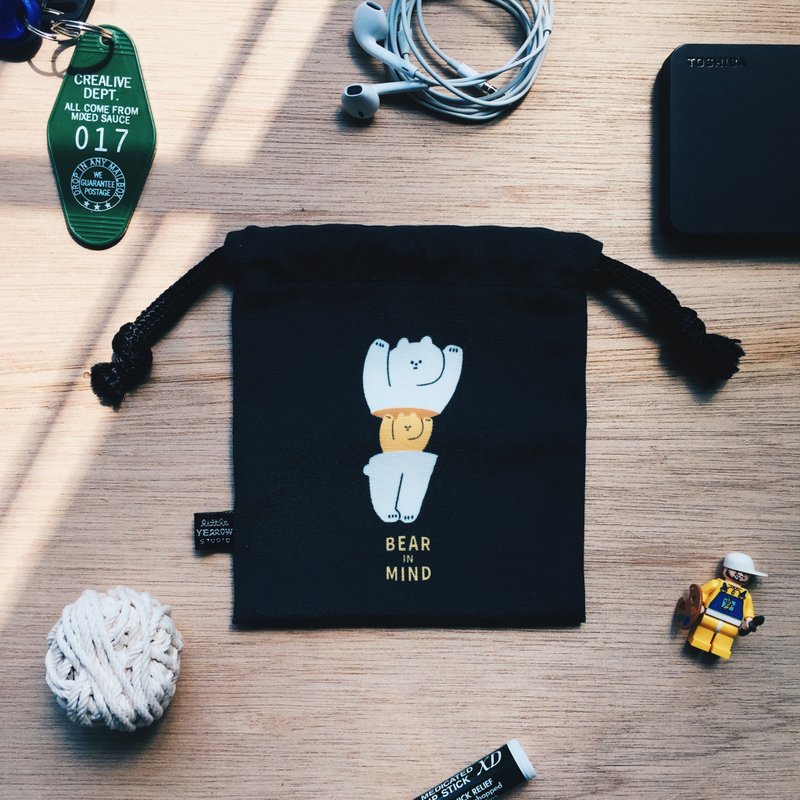 Convenient drawstring pocket-Slogan series Bear in mind - Toiletry Bags & Pouches - Other Materials Black