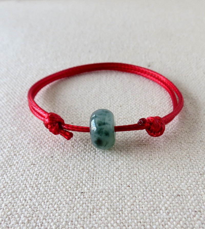【幸運路路通】飄花翡翠韓國蠟線手鍊*Lut08*招財、辟邪、防小人 - 手鍊/手環 - 寶石 綠色