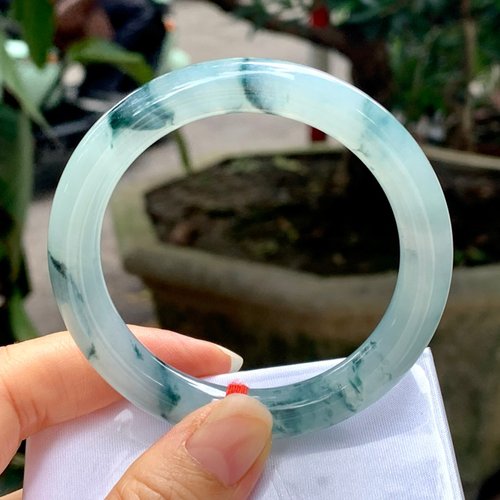 Good Morning Studio 冰種 天然翡翠 緬甸 A玉 玉鐲 • 冰種藍飄花翡翠圓鐲