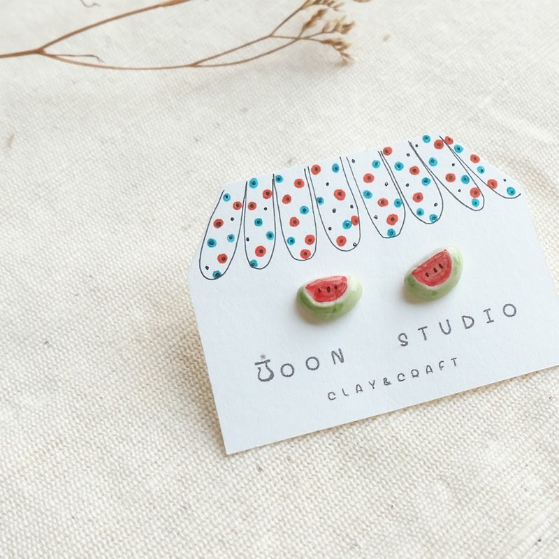 watermelon earring - Earrings & Clip-ons - Pottery 