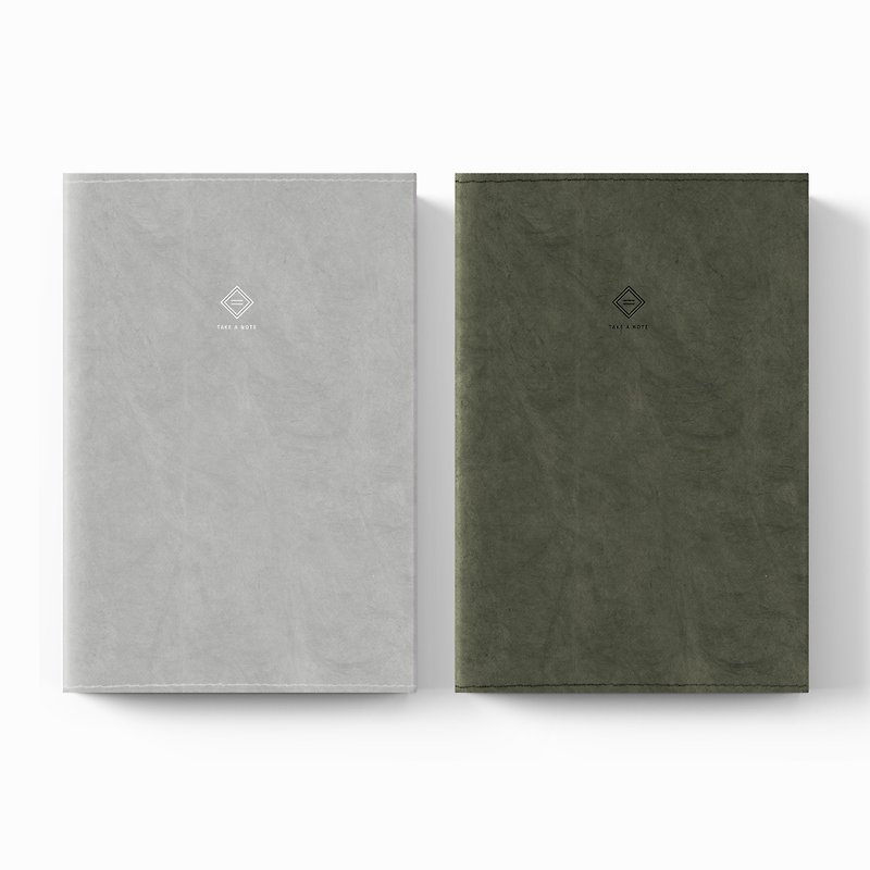 Tyvek book cover A5-Gray&Olive green - Notebooks & Journals - Paper 
