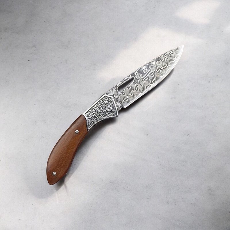 Ottoman Empire 鄂圖曼亞特坎戰刀款大馬士革鋼精雕方扣刀頸 - 刀叉/湯匙/餐具組 - 其他金屬 銀色