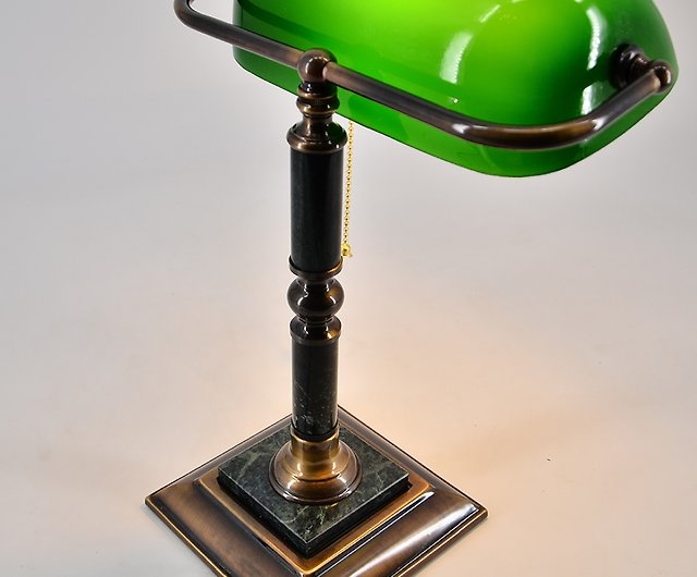 Classic Bronze Marble Base Green, Classic Bankers Desk Lamp