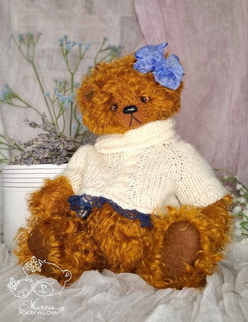 Mohair teddy bear Artist bear toy New year gift - 公仔/玩偶 - 其他材質 咖啡色