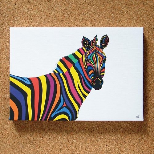 HTA 藝術 海報 繪畫 掛畫 時尚 優雅 斑馬 動物 壁貼 創意 色彩