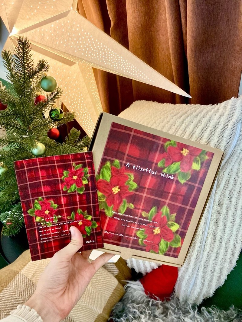【禮盒/包裝盒】聖誕節 包裝 聖誕花 格紋 紙箱 - 其他 - 紙 紅色
