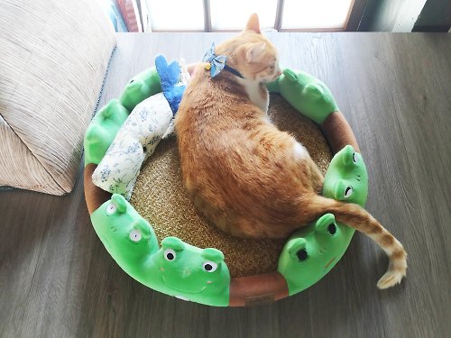 Lucky Me 寵物設計 泡湯床墊- 泡湯的青蛙 涼墊 可拆式床墊