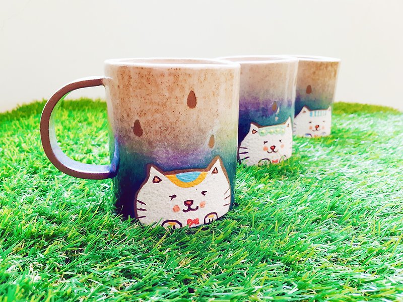 貓咪陶版杯 - 花瓶/陶器 - 陶 