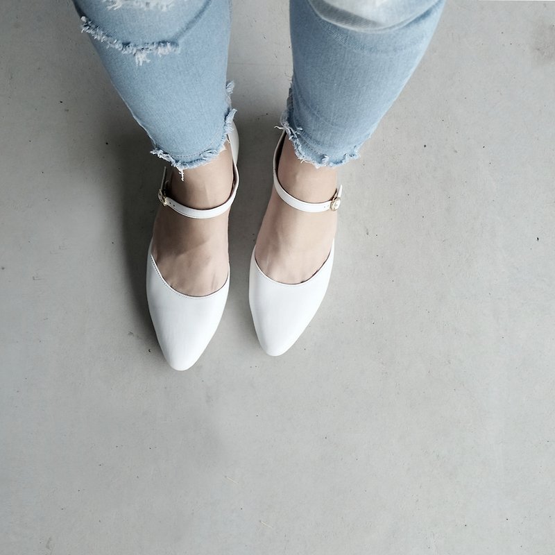 Idun Snow White (Pure White) Heels | WL - Women's Leather Shoes - Genuine Leather White