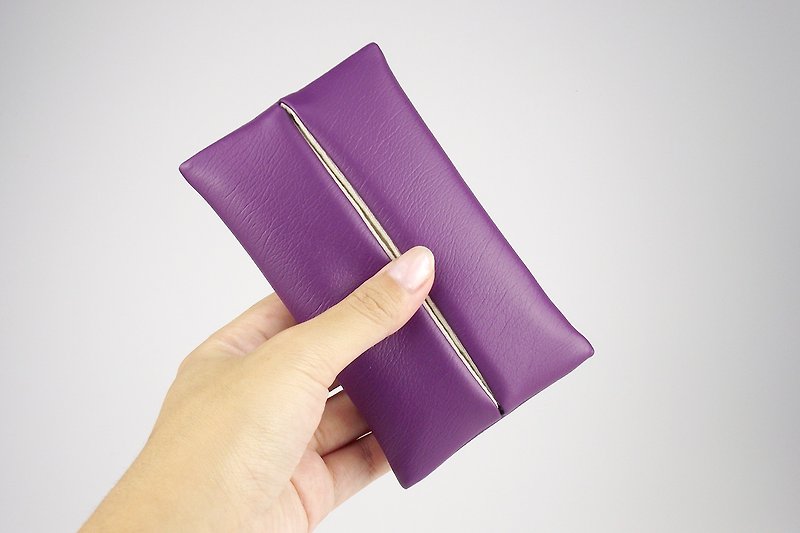 手帕紙 便攜防水面紙套 旅行紙巾包 穀物紋 紫色 - 化妝包/收納袋 - 人造皮革 紫色