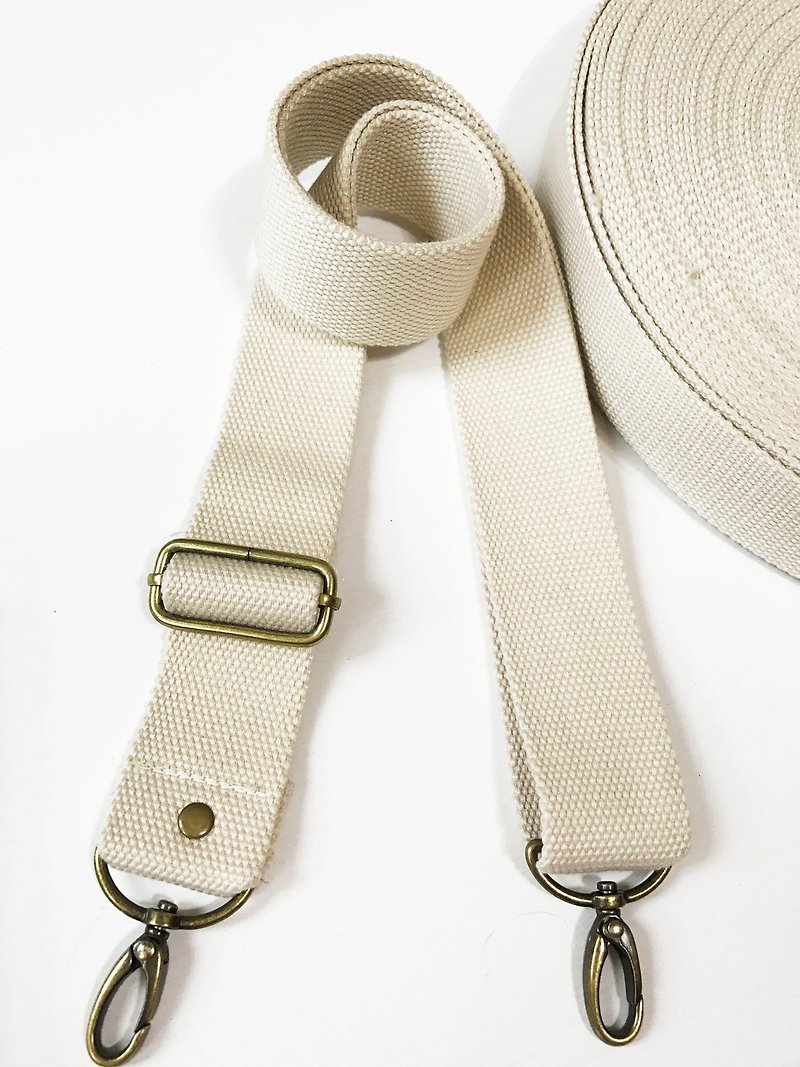 Hand-made straps, cotton woven straps, backpack back straps, wide straps - กระเป๋าแมสเซนเจอร์ - ผ้าฝ้าย/ผ้าลินิน ขาว