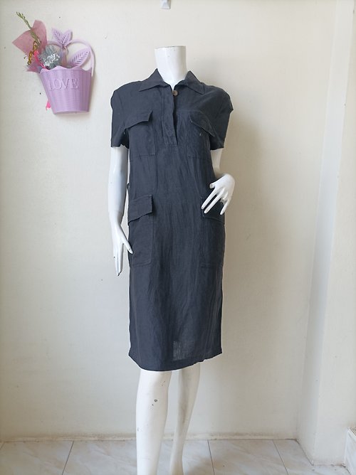 cvintageland MILA SCHÖN Black linen dress - size 44