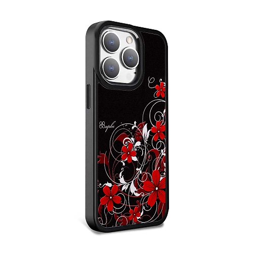 apbs 雅品仕 水晶彩鑽手機殼 iPhone 15系列 軍規防摔合金框磁吸鏡面手機殼-滾滾紅塵-黑框